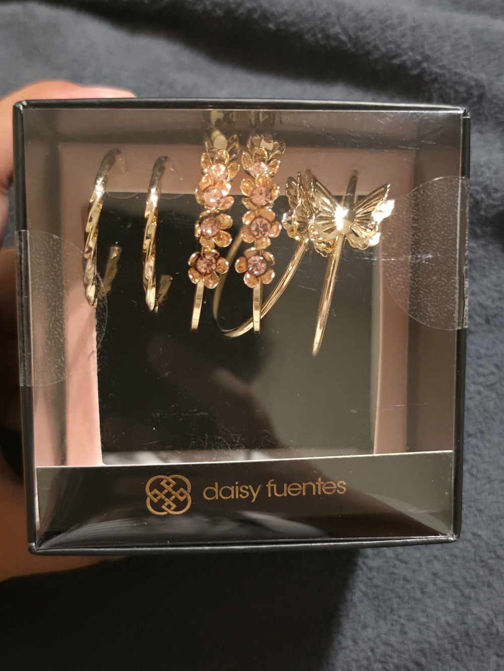 Daisy Fuentes Gold-Tone Floral & Butterfly Hair Clip Set with Pink Accents